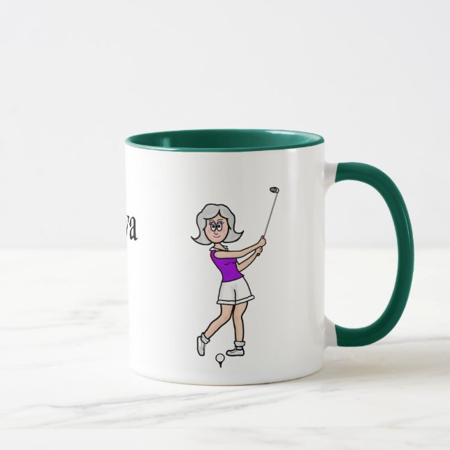 Gray Hiair Female Golfer Mug (Right)