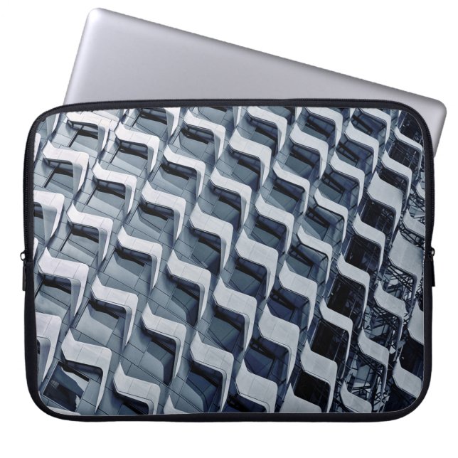 Gray high-rise building laptop sleeve (Front)