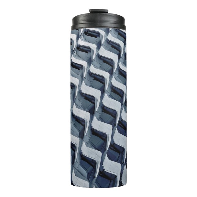 Gray high-rise building thermal tumbler (Front)