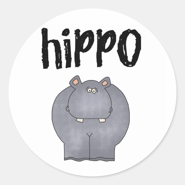 Gray Hippo Classic Round Sticker (Front)