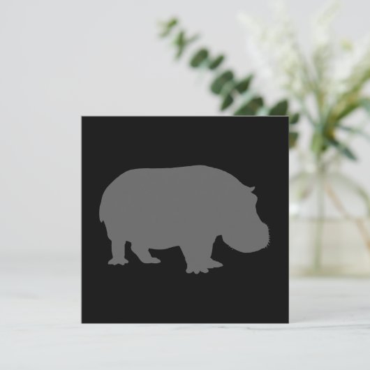 Gray Hippo Silhouette (Standing Front)
