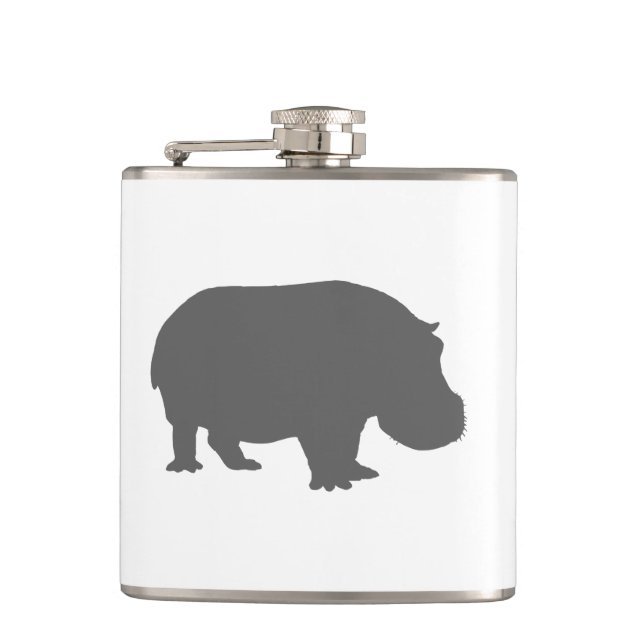 Gray Hippo Silhouette Flask (Front)