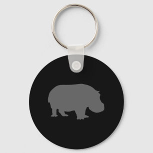 Gray Hippo Silhouette Keychain