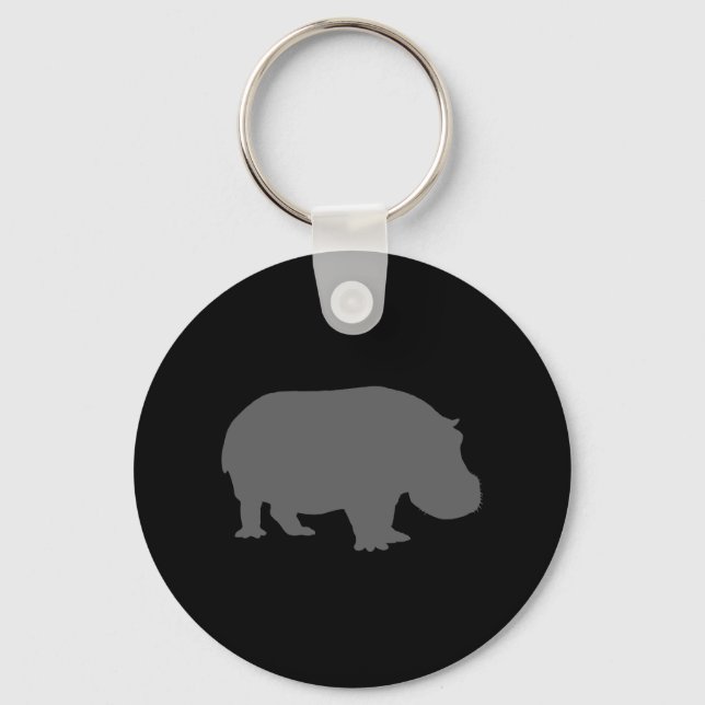 Gray Hippo Silhouette Keychain (Front)