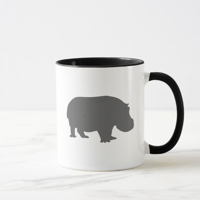 Gray Hippo Silhouette Mug (Right)