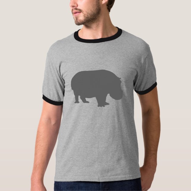 Gray Hippo Silhouette T-Shirt (Front)