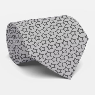  Gray Hollow Star Pattern Over  Background Neck Tie