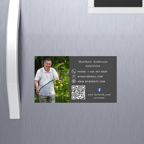 Gray home repairs photo QR code handyman Business Card Magnet