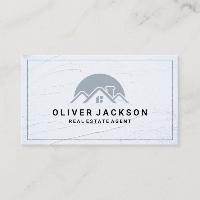 Gray Home Rooftop Logo Business Card (Front)