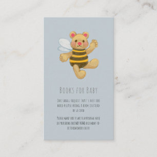 Gray Honey Bee Bear Baby Shower Book Request Enclosure Card