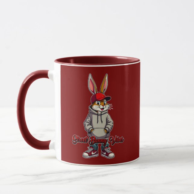 Gray Hoodie Street Bunny – Easter - caneca Mug (Left)