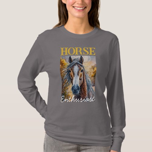 Gray Horse Enthusiast Womens Long_Sleeve T_shirt