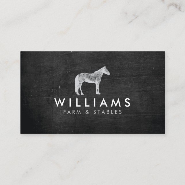 Gray Horse - Farming, Farmer Rustic Business Card (Front)