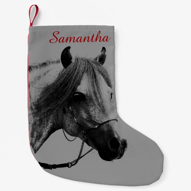 Gray Horse Head Small Christmas Stocking (Front)