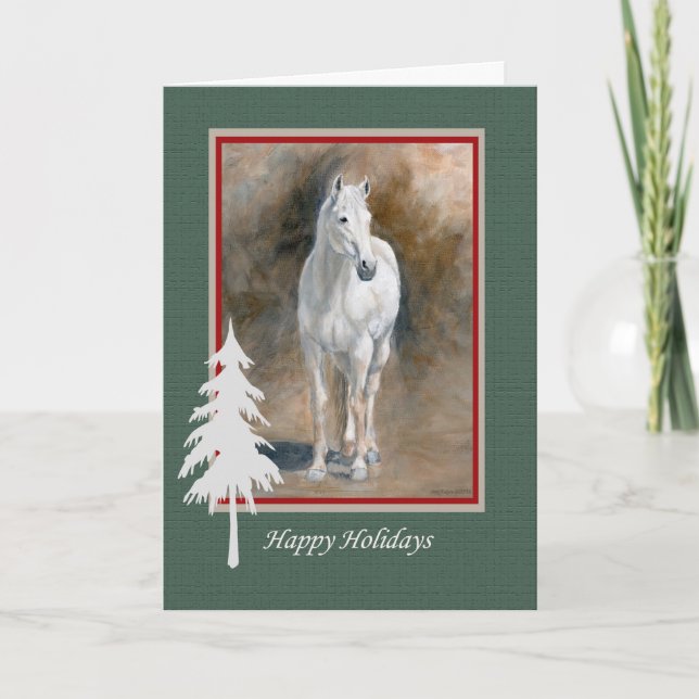 Gray Horse Holiday Card OTTB (Front)