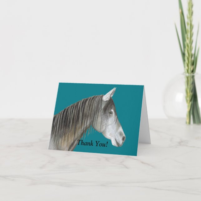 Gray Horse Letterpress Thank You Card (Front)
