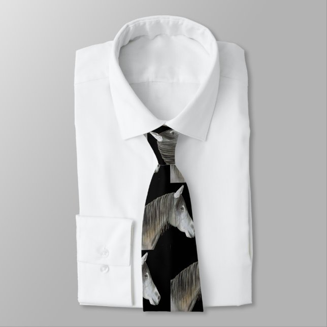 Gray Horse Neck Tie (Tied)