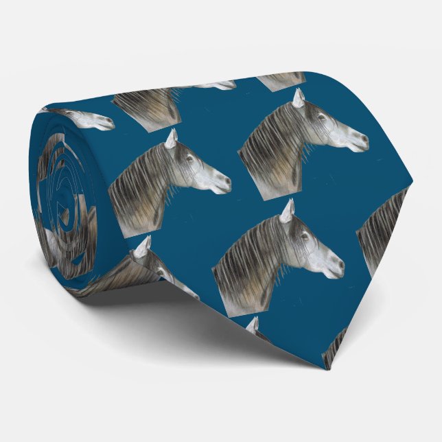 Gray Horse Neck Tie (Rolled)