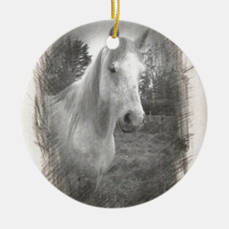 Gray Horse picture Ceramic Ornament