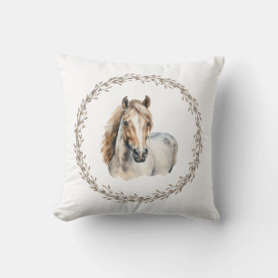 Gray Horse Throw Pillow