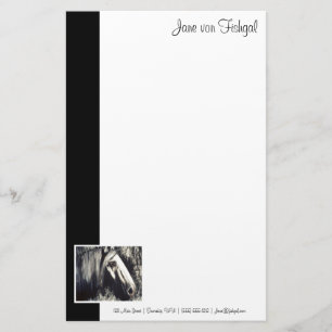 Gray Horse with Black Border Stationery