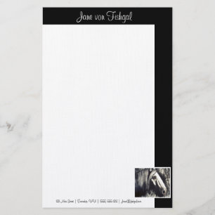 Gray Horse with Black Border Stationery