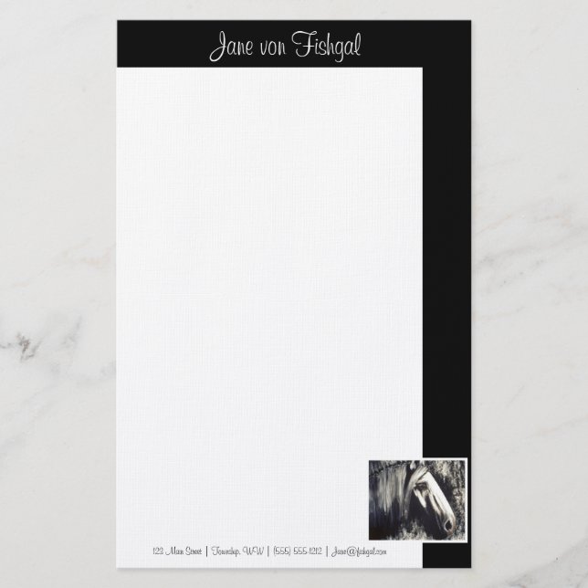 Gray Horse with Black Border Stationery (Front)