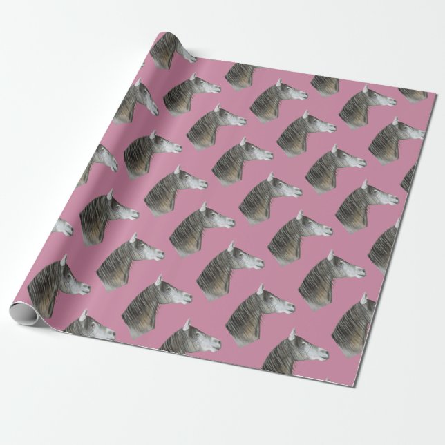 Gray Horse Wrapping Paper (Unrolled)