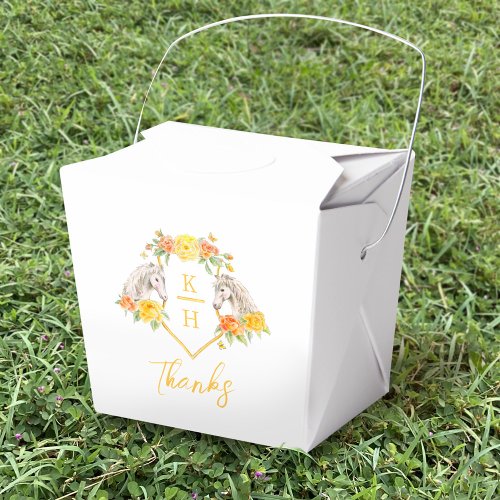 Gray horses and yellow roses monogram thanks  favor boxes