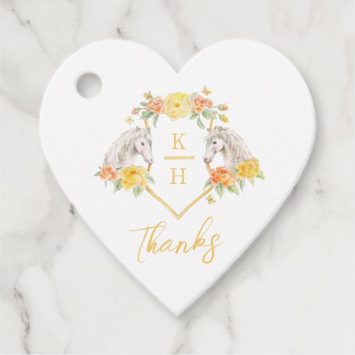 Gray horses and yellow roses monogram thanks  favor tags
