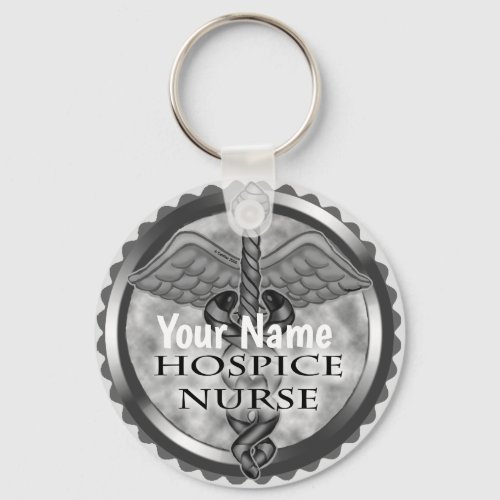 Gray Hospice Nurse custom name Keychain