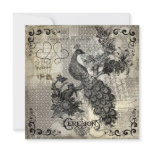 Gray Hot Air Balloon Peacock Wedding Invitation