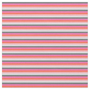 Gray, Hot Pink, Red, Light Pink & Lavender Stripes Fabric