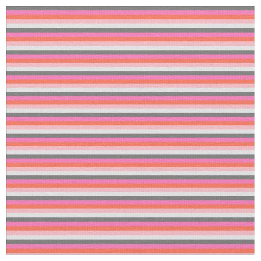 Gray, Hot Pink, Red, Light Pink & Lavender Stripes Fabric