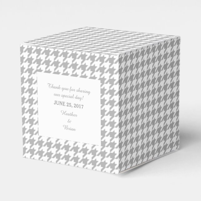 Gray Houndstooth Wedding Favor Box (Front Side)