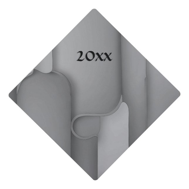 Gray Hues Modern Art  Graduation Cap Topper (Front)
