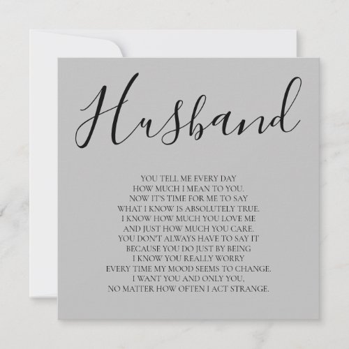 Gray Husband poem from wife Card