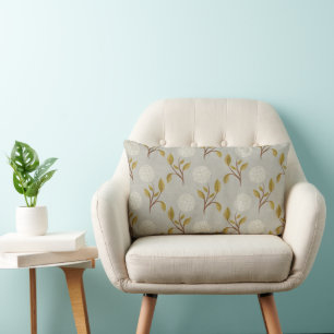 Gray Hydrangea Modern Floral Lumbar Pillow