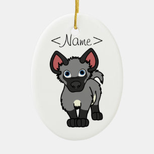 Gray Hyena Cub Ceramic Ornament