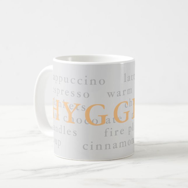 Gray hygge me coffee tea mug (Front Left)