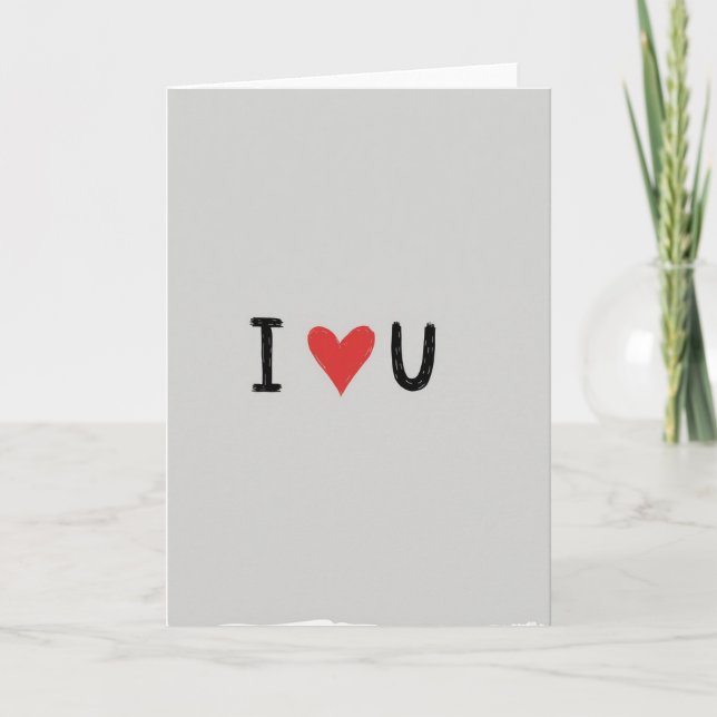 Gray I Love You Card (Front)