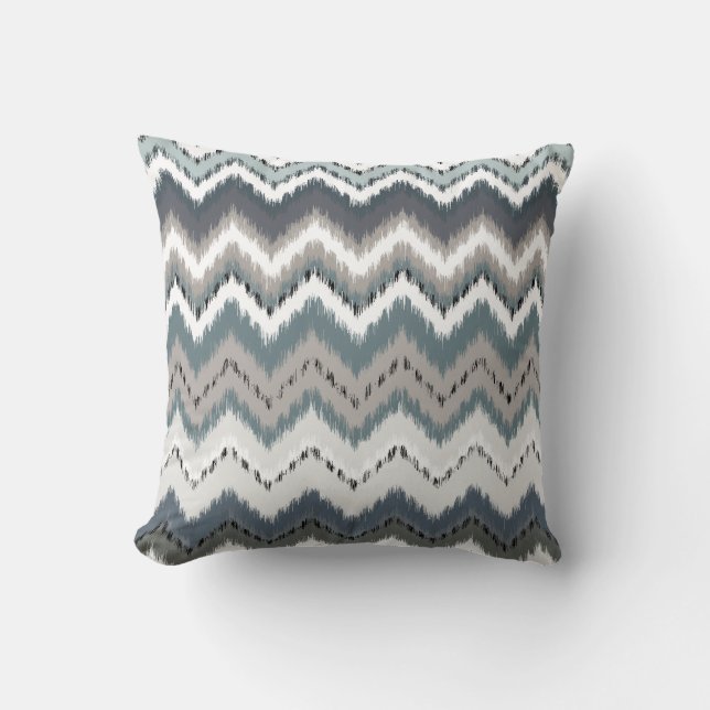 Gray Ikat Chevron Throw Pillow (Front)