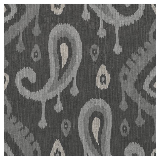 Gray Ikat Paisley Large Scale Fabric (Swatch)