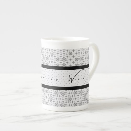 Gray Illustrated Porcelain Mug