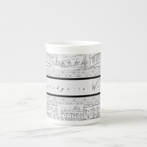 Gray Illustrated Porcelain Mug