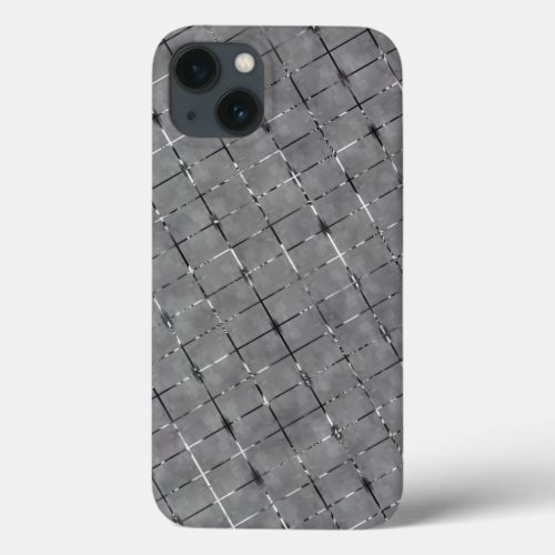 Gray image divided into rectangles glow wire iPhone 13 case