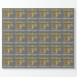 [ Thumbnail: Gray, Imitation Gold Look "19th Birthday" Wrapping Paper ]