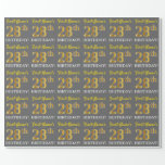 [ Thumbnail: Gray, Imitation Gold Look "28th Birthday" Wrapping Paper ]