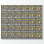 [ Thumbnail: Gray, Imitation Gold Look "50th Birthday" Wrapping Paper ]