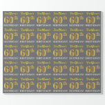 [ Thumbnail: Gray, Imitation Gold Look "60th Birthday" Wrapping Paper ]
